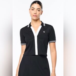 Sergio Tacchini Court Cropped Button Up T Shirt